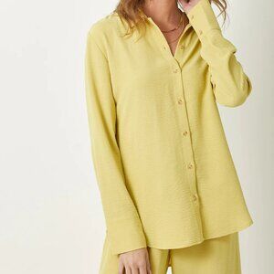 Muted Lemon Button Down Blouse